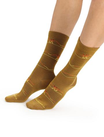 Icebreaker Merino Lifestyle Ultralight Crew Ski Backcountry Strumpor Dam Guld | SE 1525NWYB